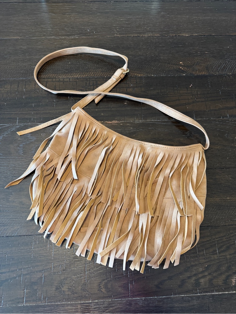 New York & Company Tan Fringe Crossbody Bag